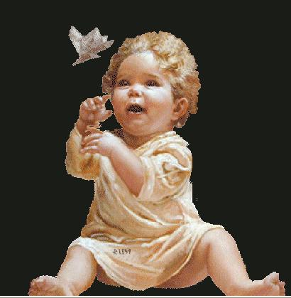 Bébé  ŕ la chasse des papillons